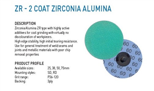 Zirconium 2 Coat Quick Change Discs